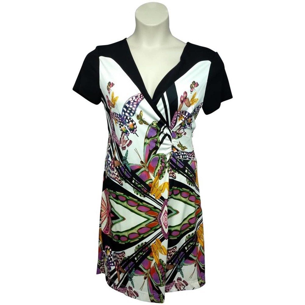 DIDIER PARAKIAN BUTTERFLY PRINT KNIT DRESS M